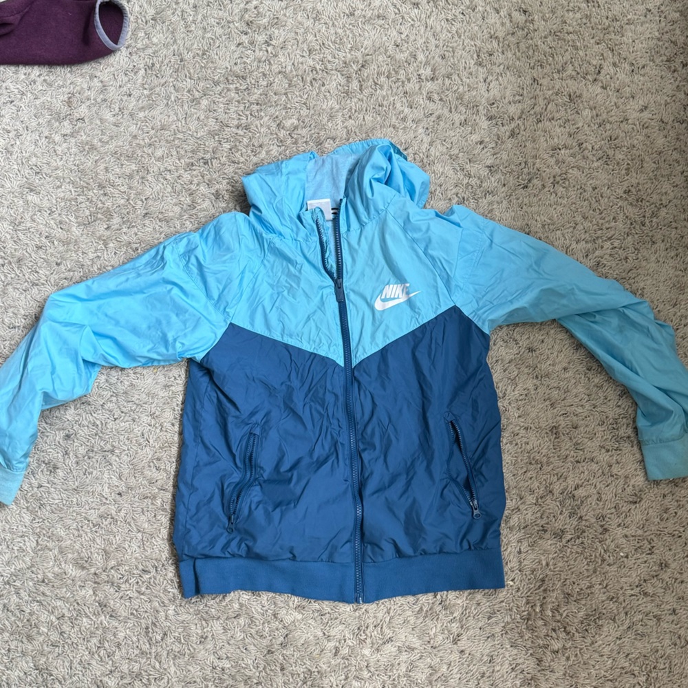 Nike Kids Light Blue & Navy Hooded Windbreaker Jacket